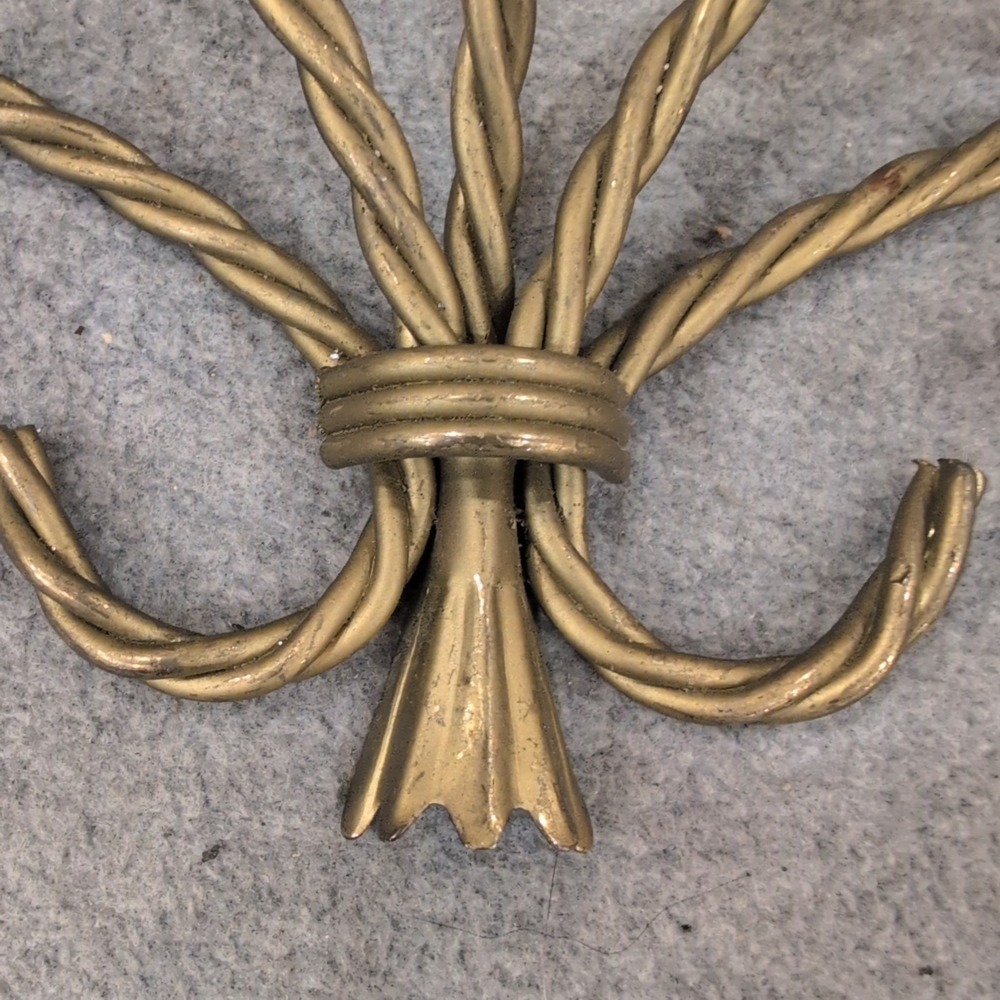 Vintage Twisted Metal Gold Tone Wall Brackets Set of 3 Hollywood Regency Style - Picture 3 of 6